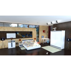 Dormitor Verona Alb/Gri cu pat 160x200 cm